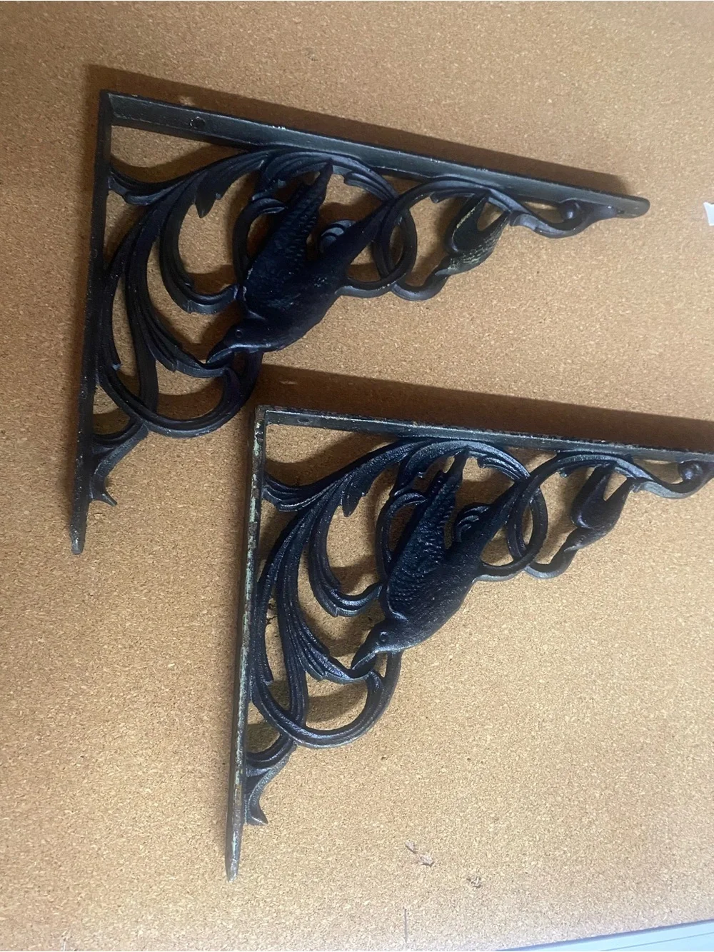Vintage Cast Iron Decorative Bird Cast Iron Wall Shelf Bracket Black 10by5 inch